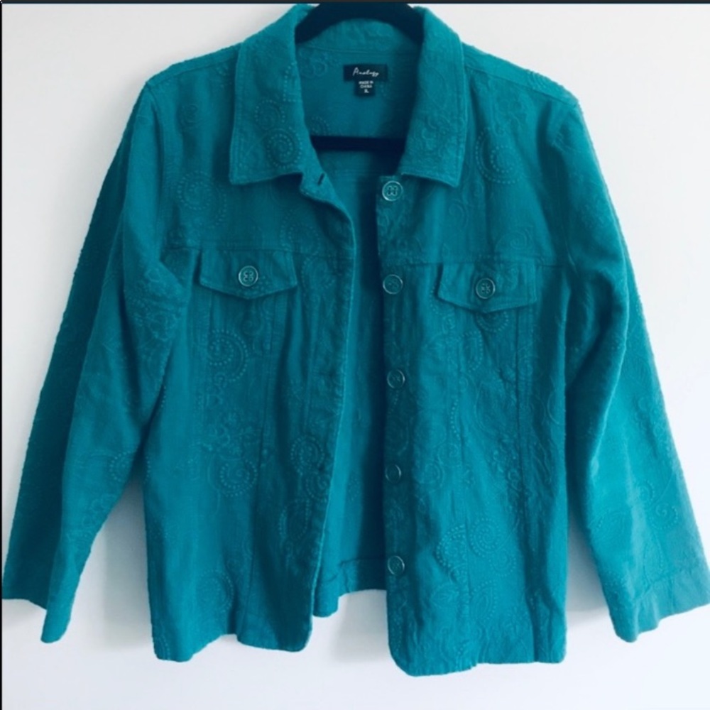 Analogy Turquoise Tapestry Jacket XL